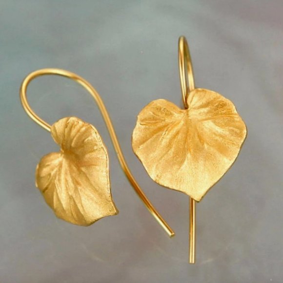 Marshalls Jewelry - Stunning Gold Leaf French Long Hook Earrings, NWT